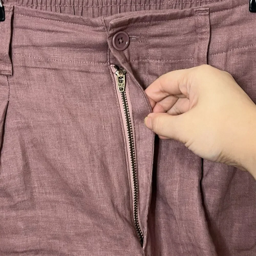 Madewell Neale Linen Shorts Brown Chino Women’s Size 14 High Rise - Picture 4 of 9